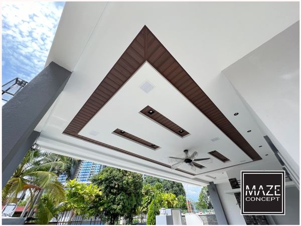 Car Porch Ceiling Wood Panel Maze Concept